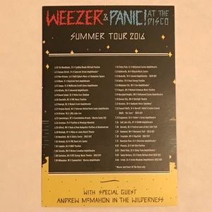 Weezer and Panic At The Disco tour card